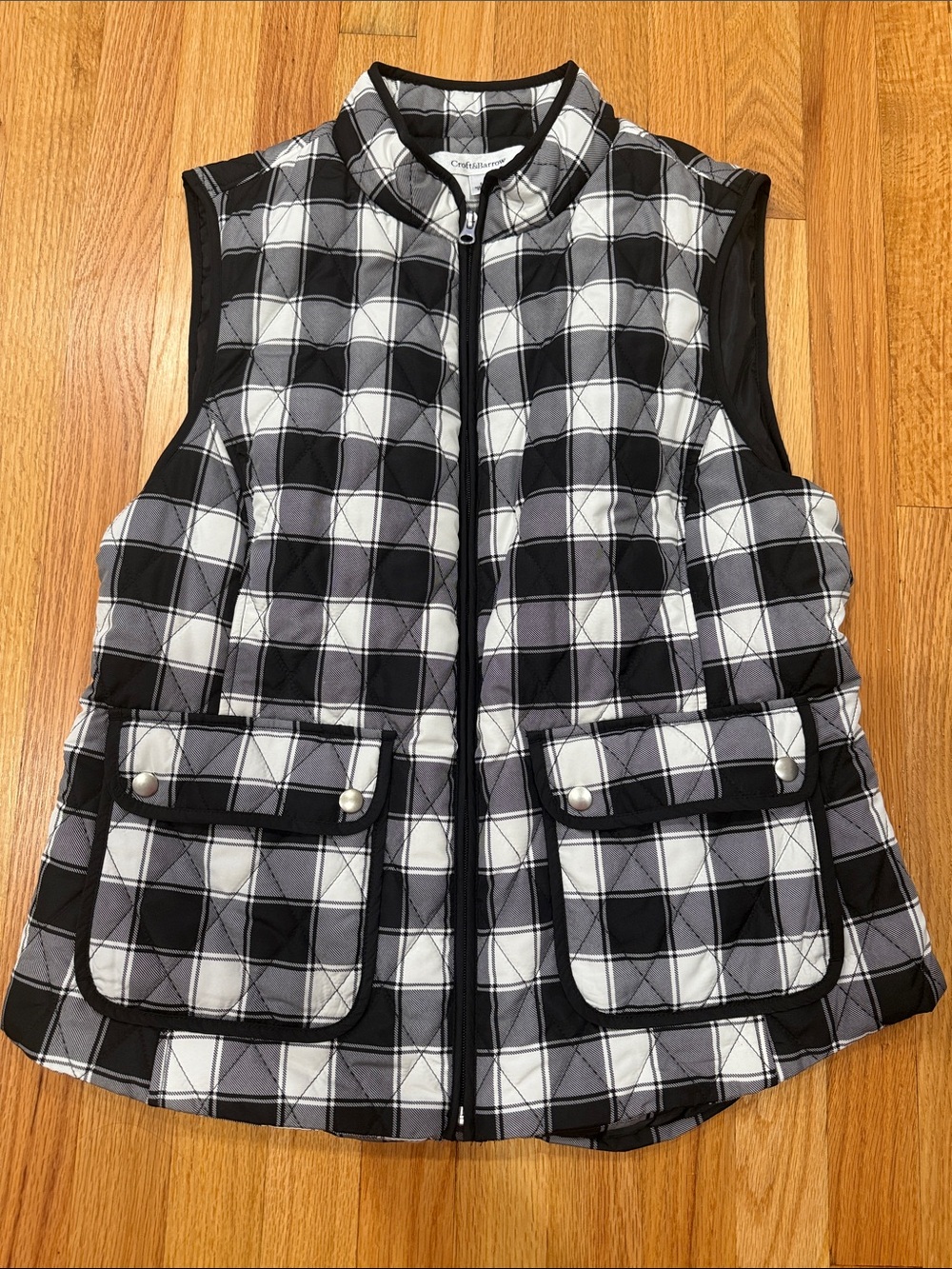 Quilted Black & White Plaid Vest
